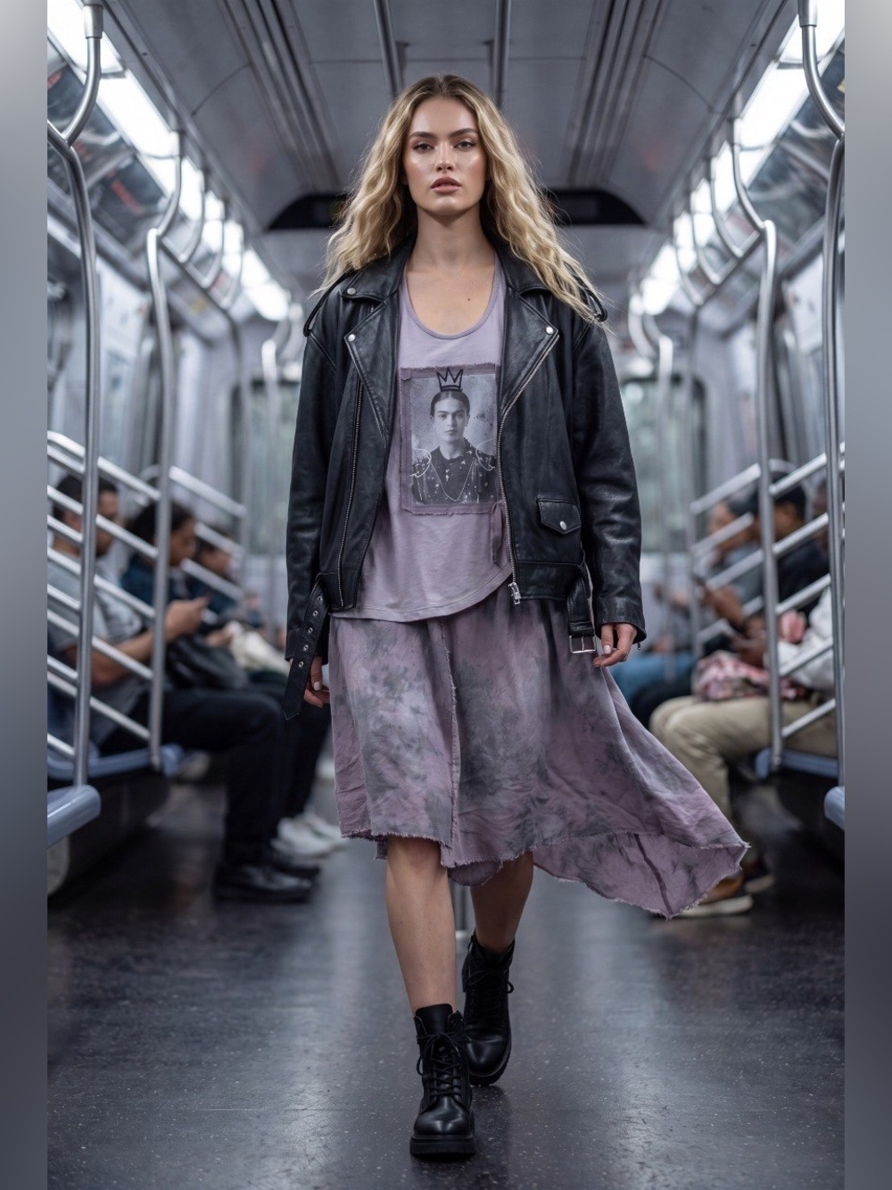 “Viva la Frida” Hand Crafted Lavender Tie-Dye Layered Tank Dress